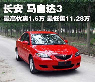 长安马自达3最高降1.6万 最低售11.28万